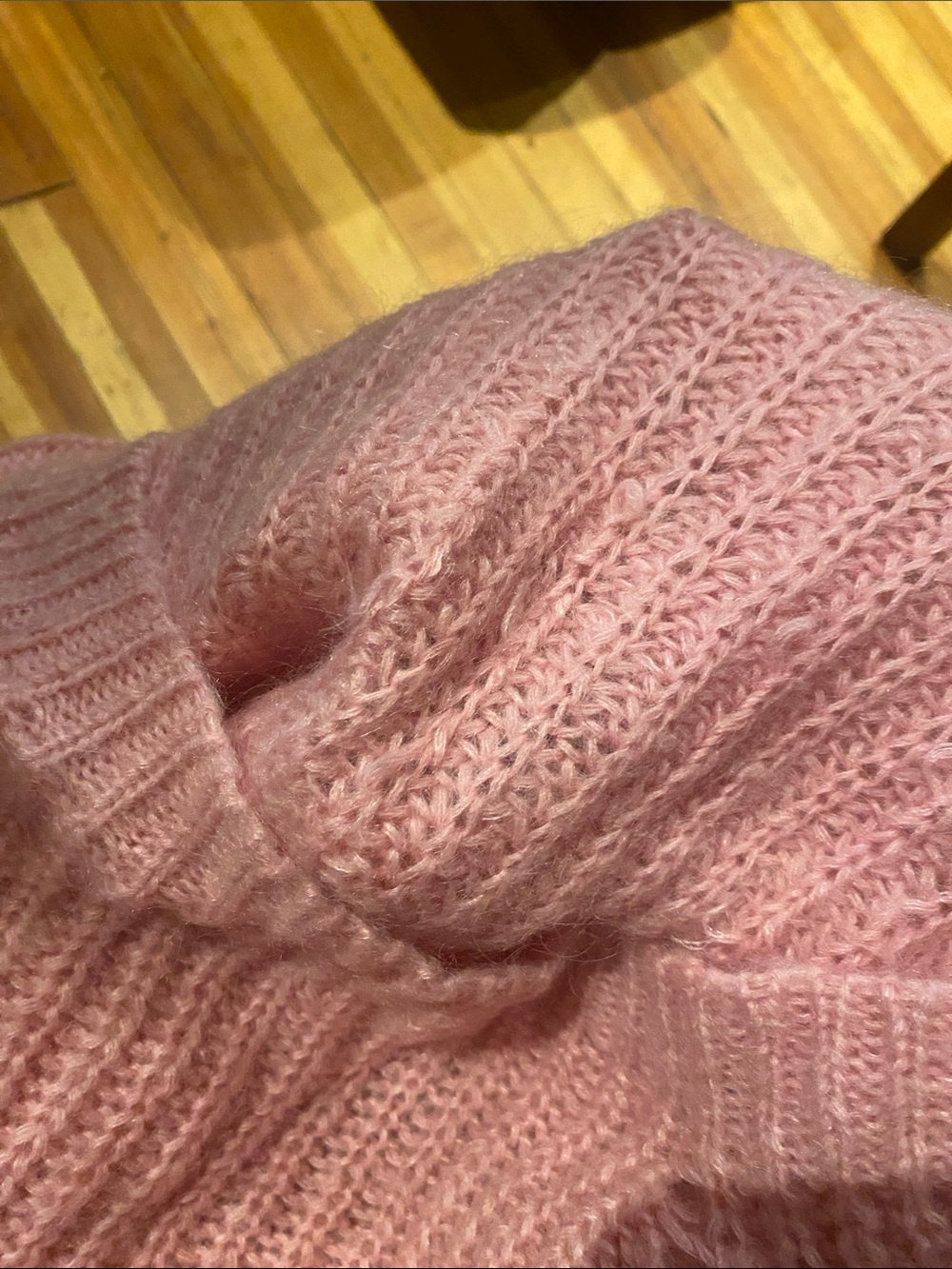Sezane Cozy mohair blend Pink Chunky Knit Sweater - Picture 7 of 9